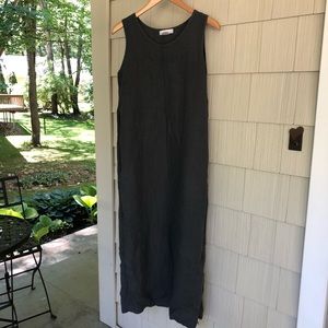 Vintage Sleeveless Grey Linen New Pallete Maxi Dress - S/M